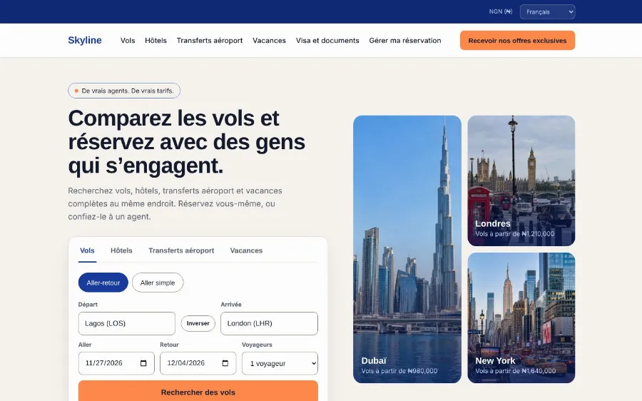 Skyline Travel Platform Screenshot
